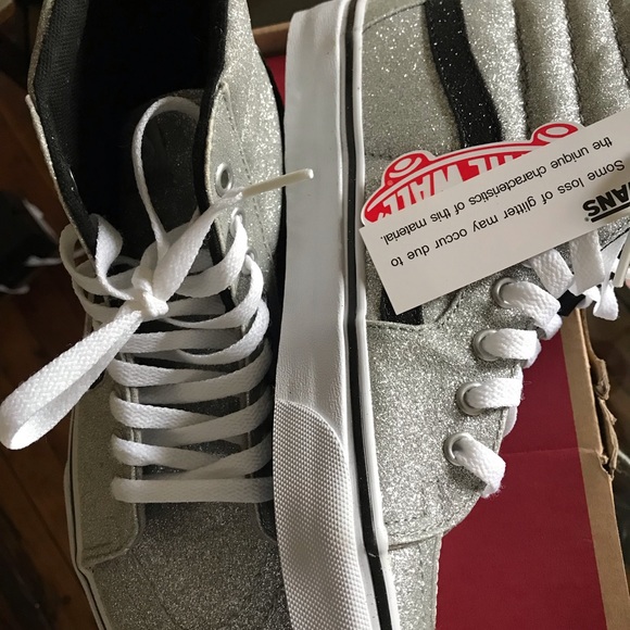 Unisex Silver glitter high top Vans - Picture 7 of 8